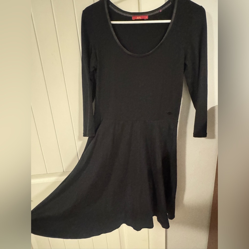 e.d.c. Classic Black 3/4 Sleeve Black Dress
